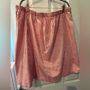 J. Crew Red and White Linenfeel Skirt - 2XL